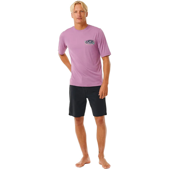 2024 Rip Curl Mens Mason Pipe Surflite UPF Rash Vest 14XMRV - Dusty Purple